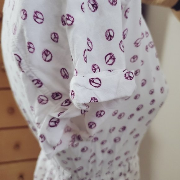 Vintage Peace Sign Button Down Dress with Pockets - Picture 5 of 16